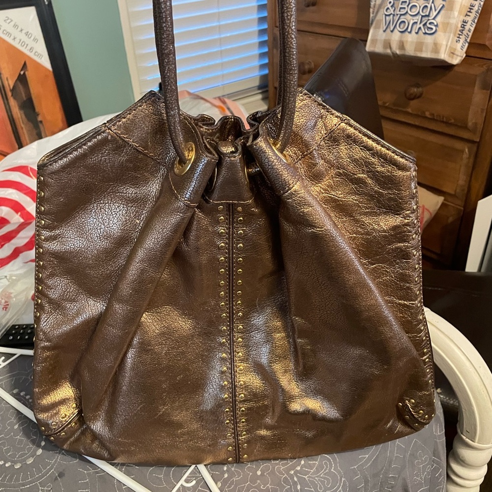 Michael Kors AstorMetallic copper tote bag handbag purse studs magnetic snaps